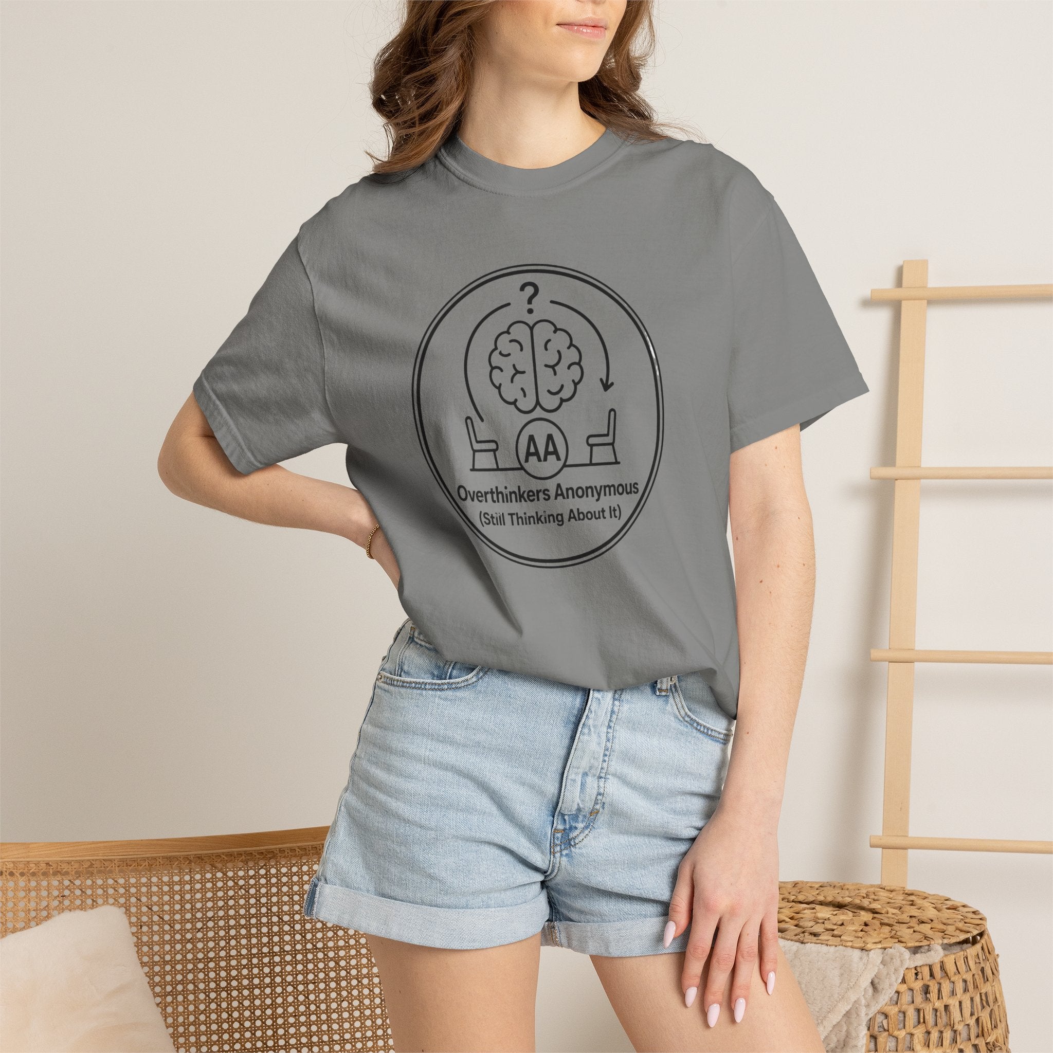 Overthinkers Anonymous T-Shirt — "Still Thinking About It" Graphic Tee