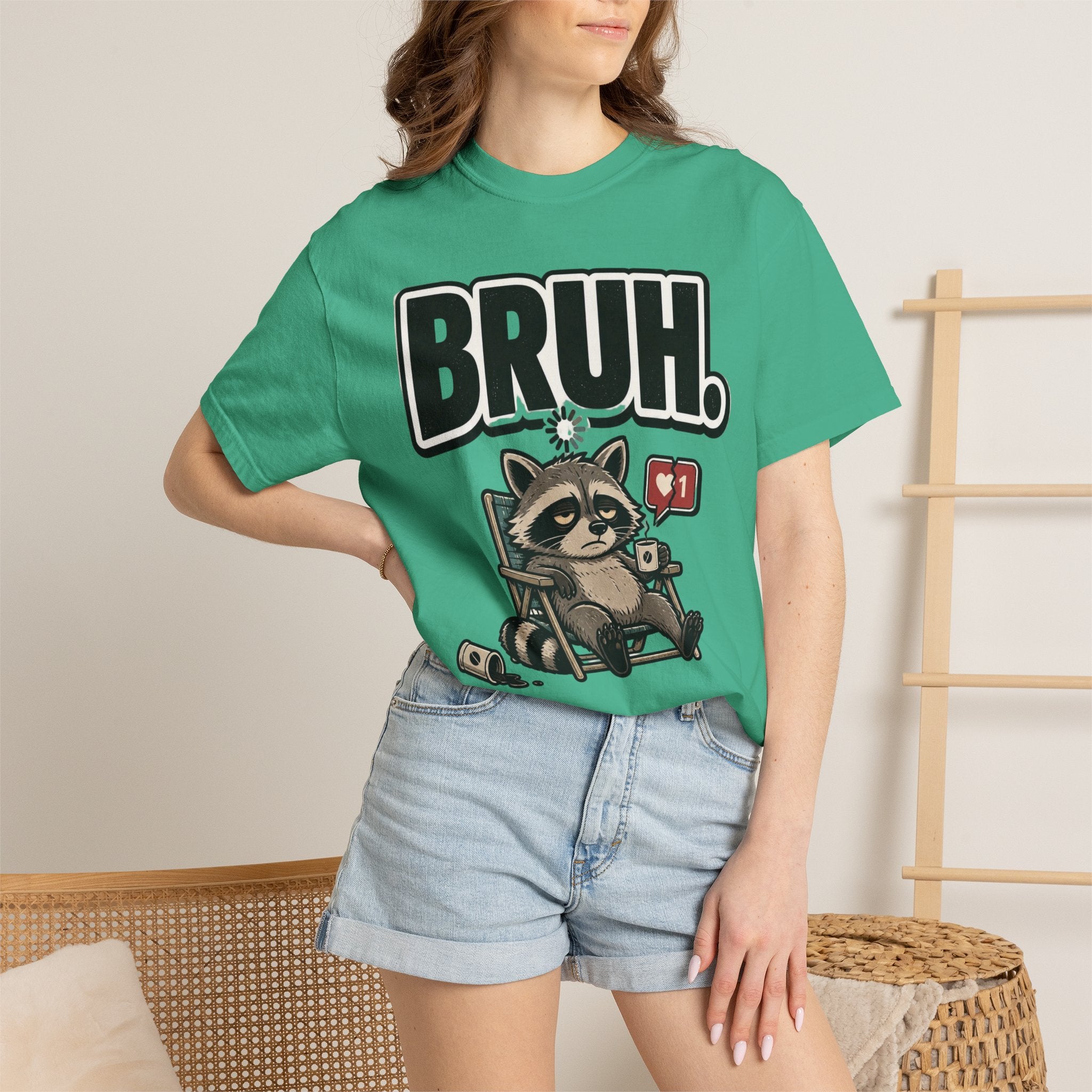 Bruh Raccoon Graphic T-Shirt — Lazy Chill Cartoon Tee