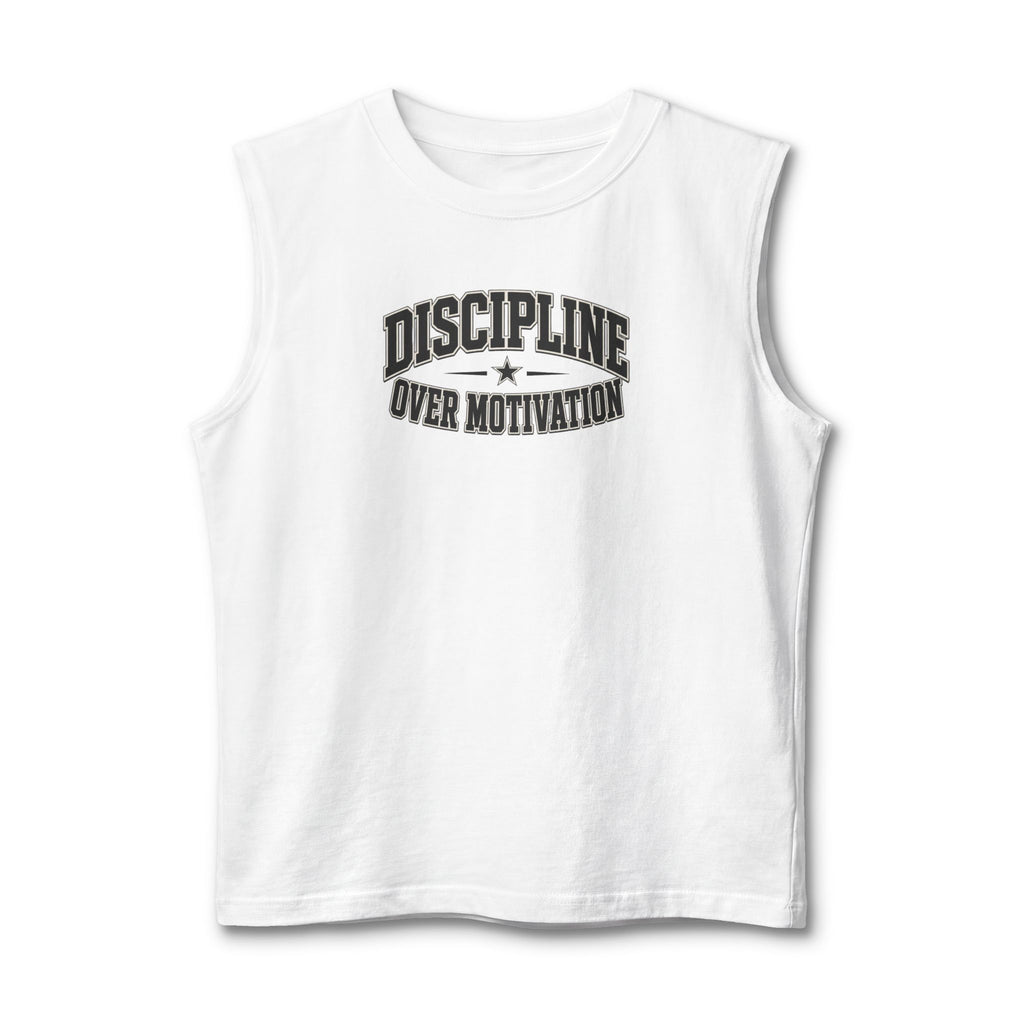 Discipline Over Motivation Muscle Tank — Motivational Gym Workout Tank Top