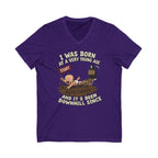 V-Neck Tee — "I Was Born at a Very Young Age and It's Been Downhill Since" Funny Adulting Shirt