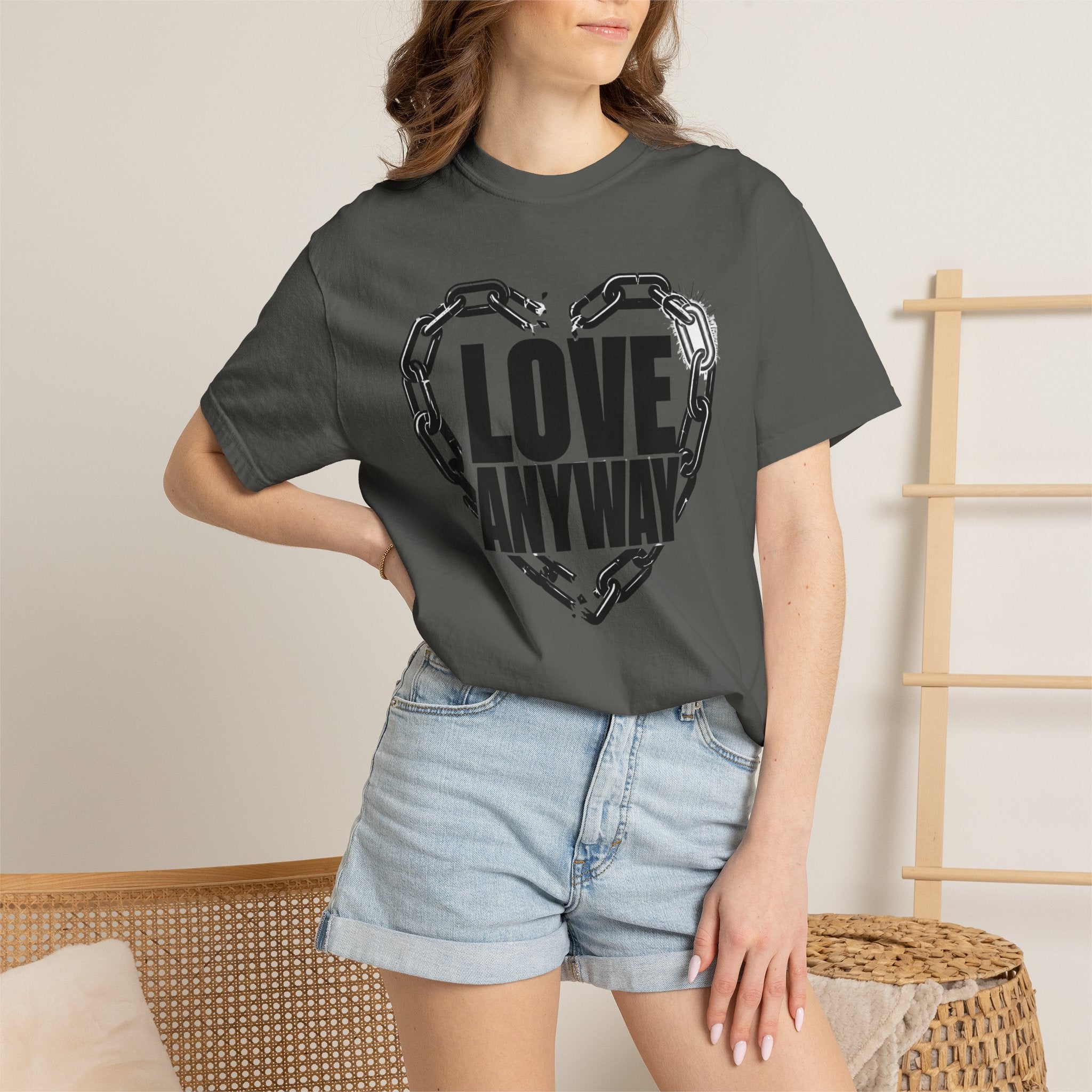 Love Anyway T-Shirt — Broken Chain Heart Graphic Tee