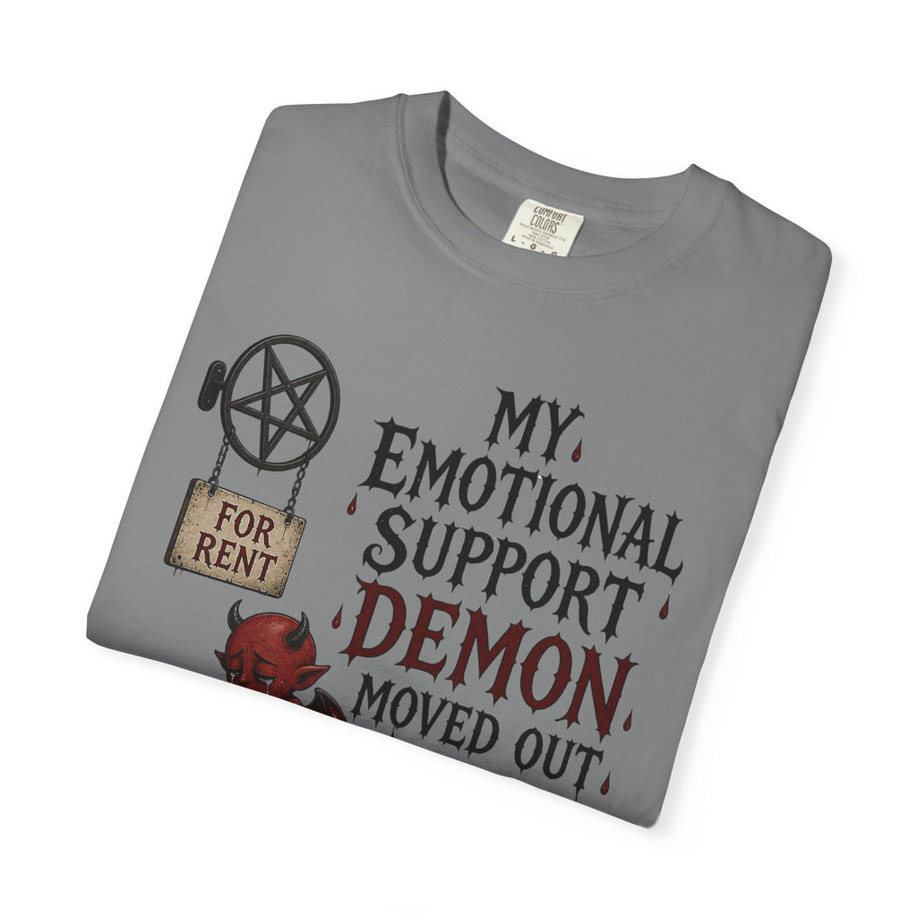 T-Shirt — “My Emotional Support Demon Moved Out” Funny Gothic Graphic Tee