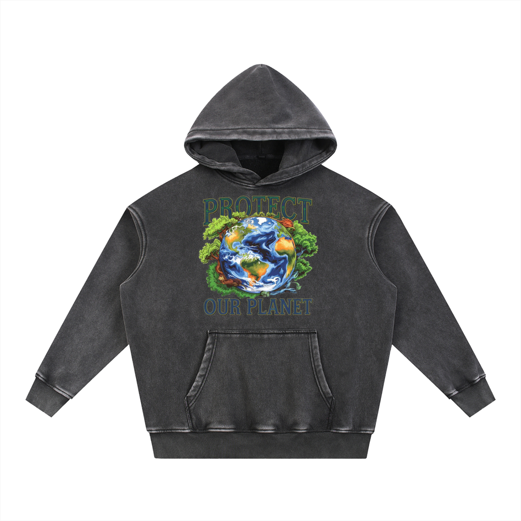 Snow Wash Fleece Oversize Hoodie