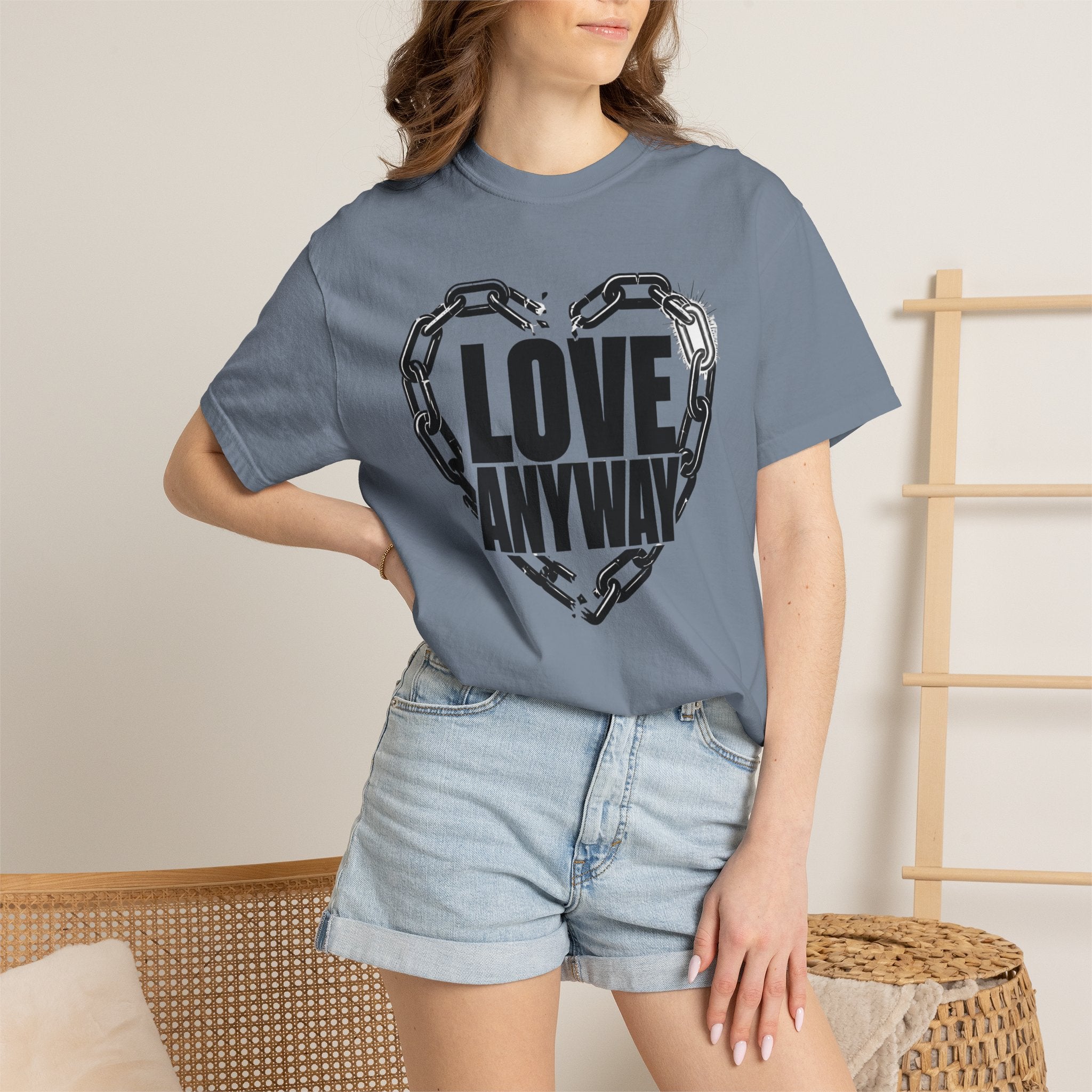Love Anyway T-Shirt — Broken Chain Heart Graphic Tee