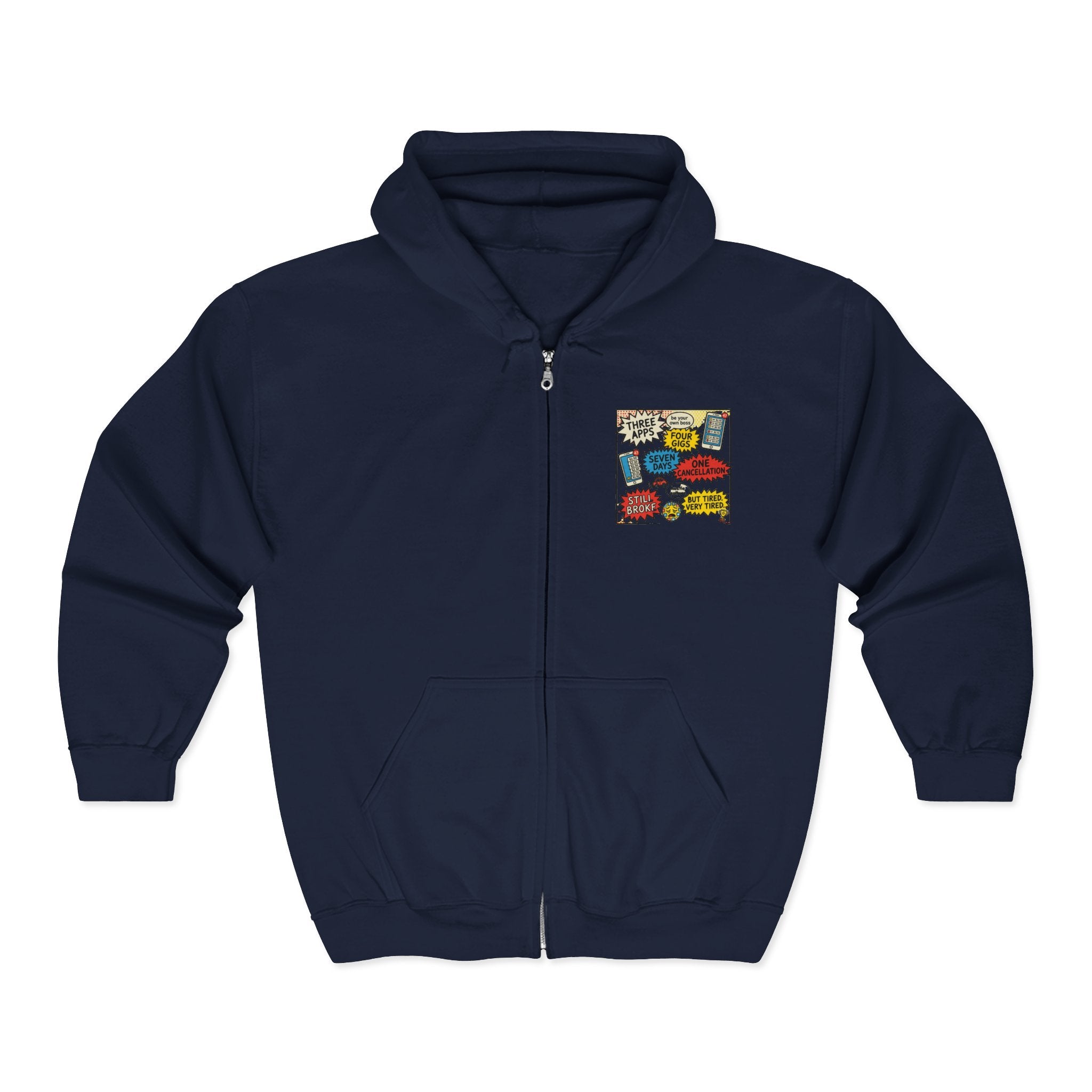 Zip Hoodie – Colorful Funny Speech Bubble Comic Design (Pocket Print)