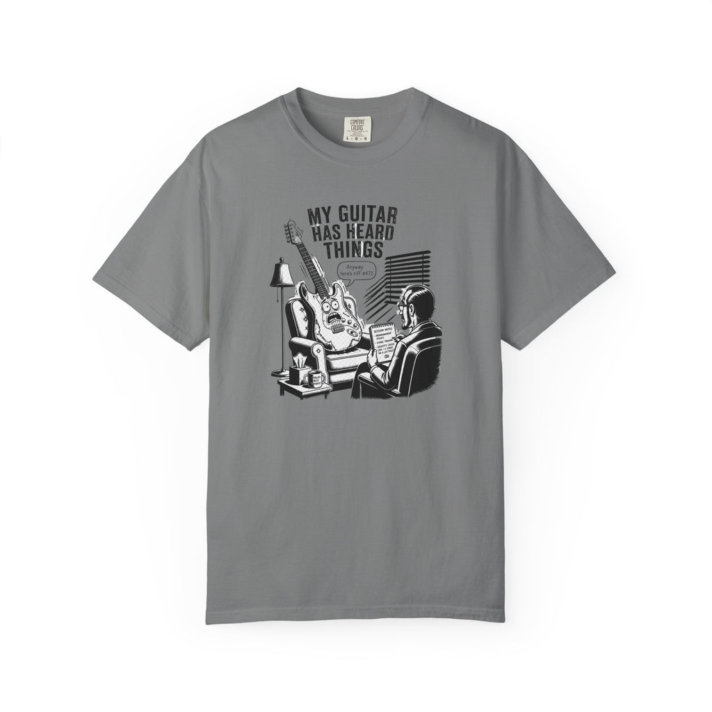 Guitar Lover T‑Shirt — "My Guitar Has Heard Things" Acoustic Music Tee