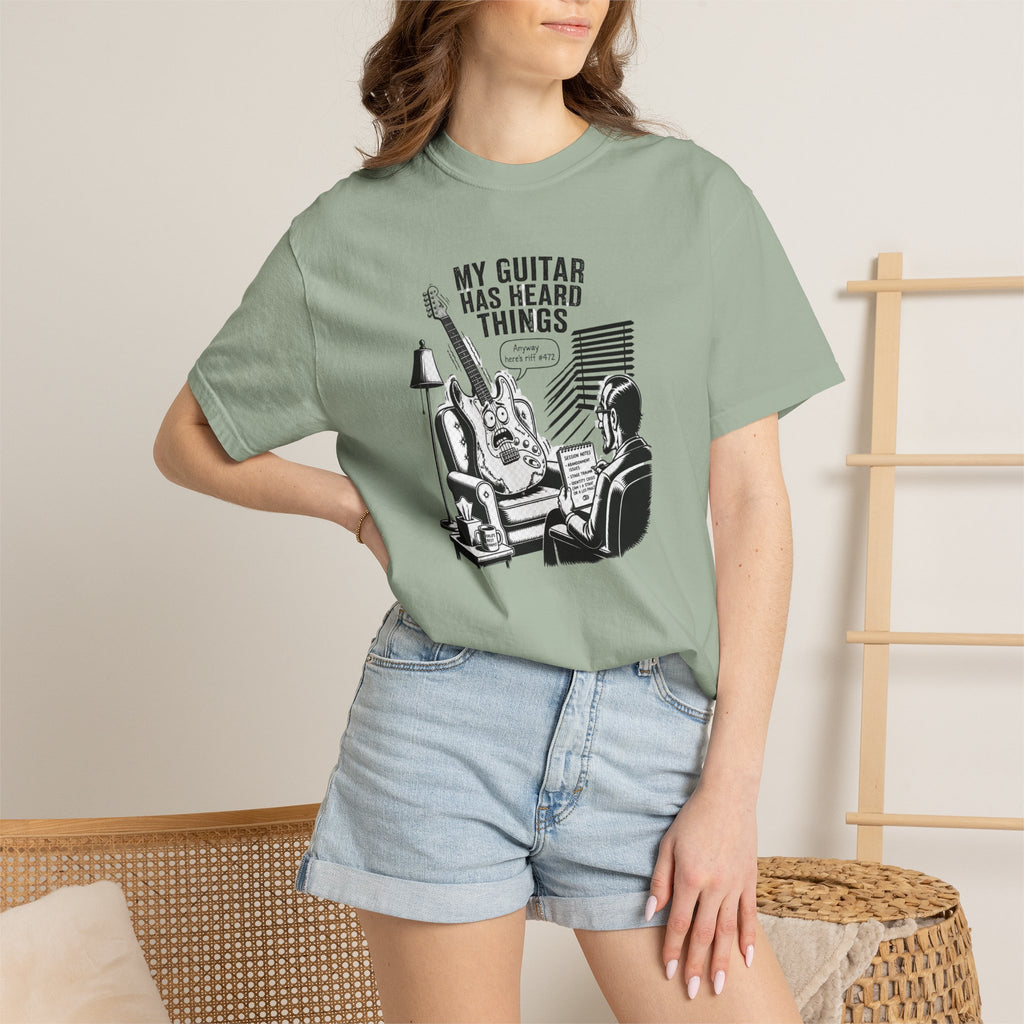 Guitar Lover T‑Shirt — "My Guitar Has Heard Things" Acoustic Music Tee