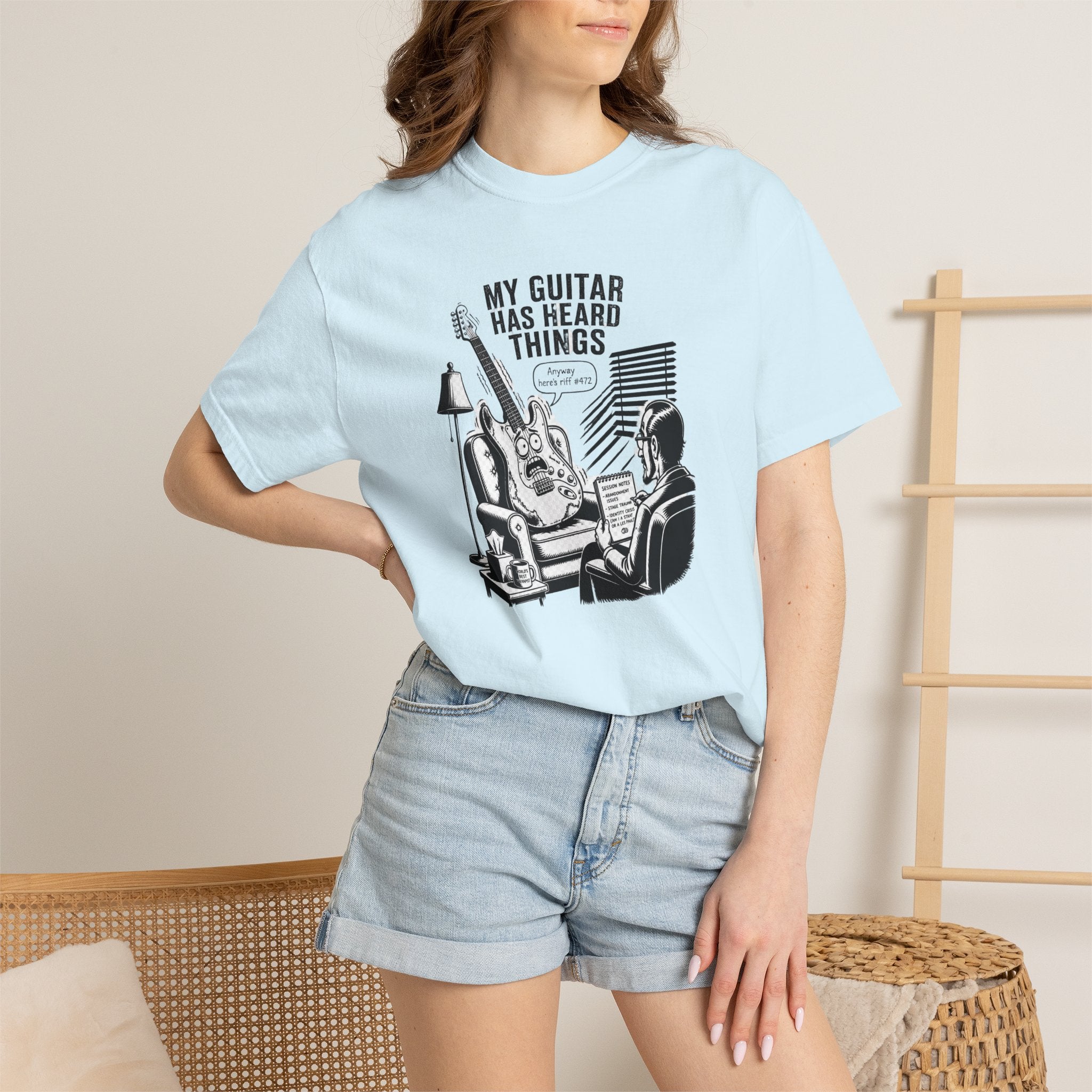 Guitar Lover T‑Shirt — "My Guitar Has Heard Things" Acoustic Music Tee