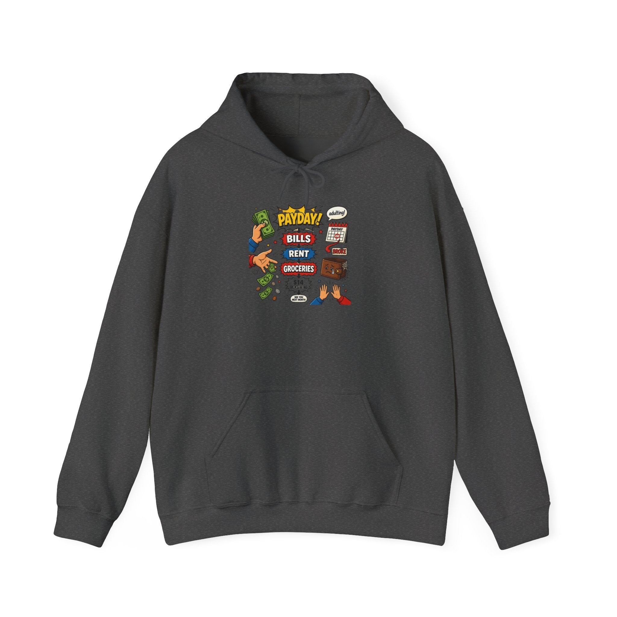 Payday Bills Rent Coffee Hoodie — Funny Budgeting Graphic Sweatshirt