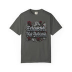 Exhausted Not Defeated T-Shirt — Gothic Rose Motivational Tee