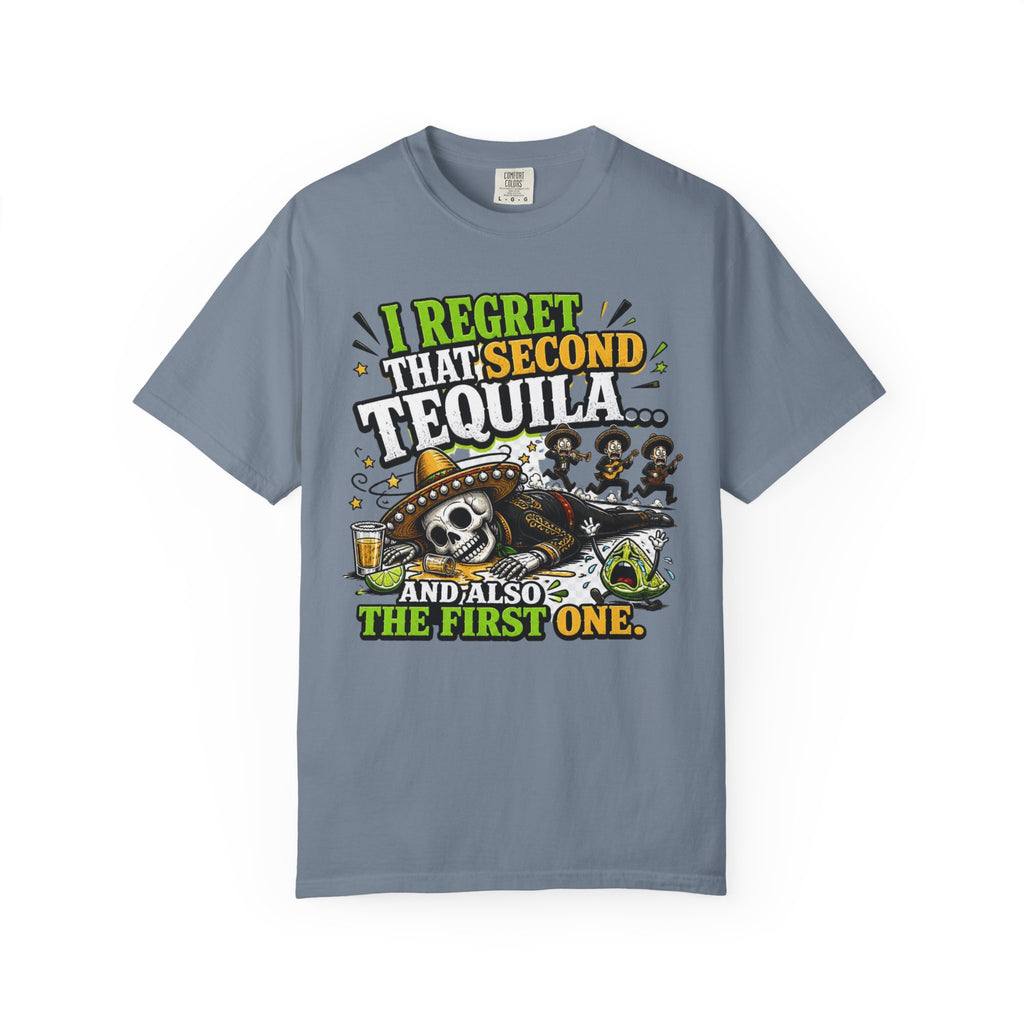 Tequila Skull T-Shirt – "I Regret That Second Tequila... And Also The First One" Funny Party Tee