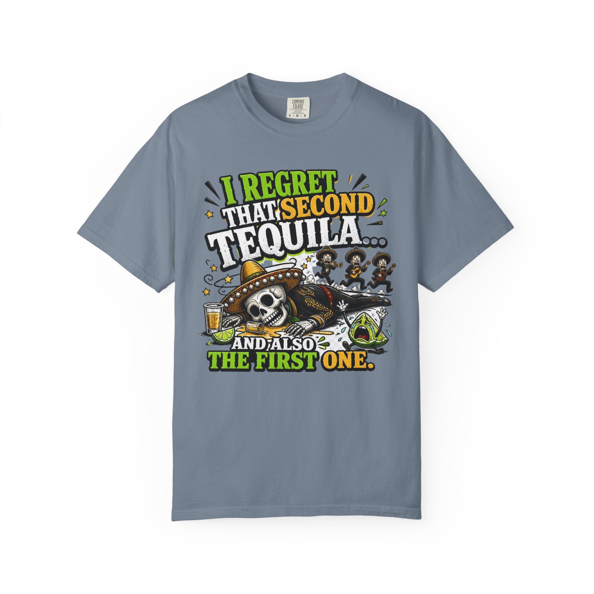 Tequila Skull T-Shirt – "I Regret That Second Tequila... And Also The First One" Funny Party Tee