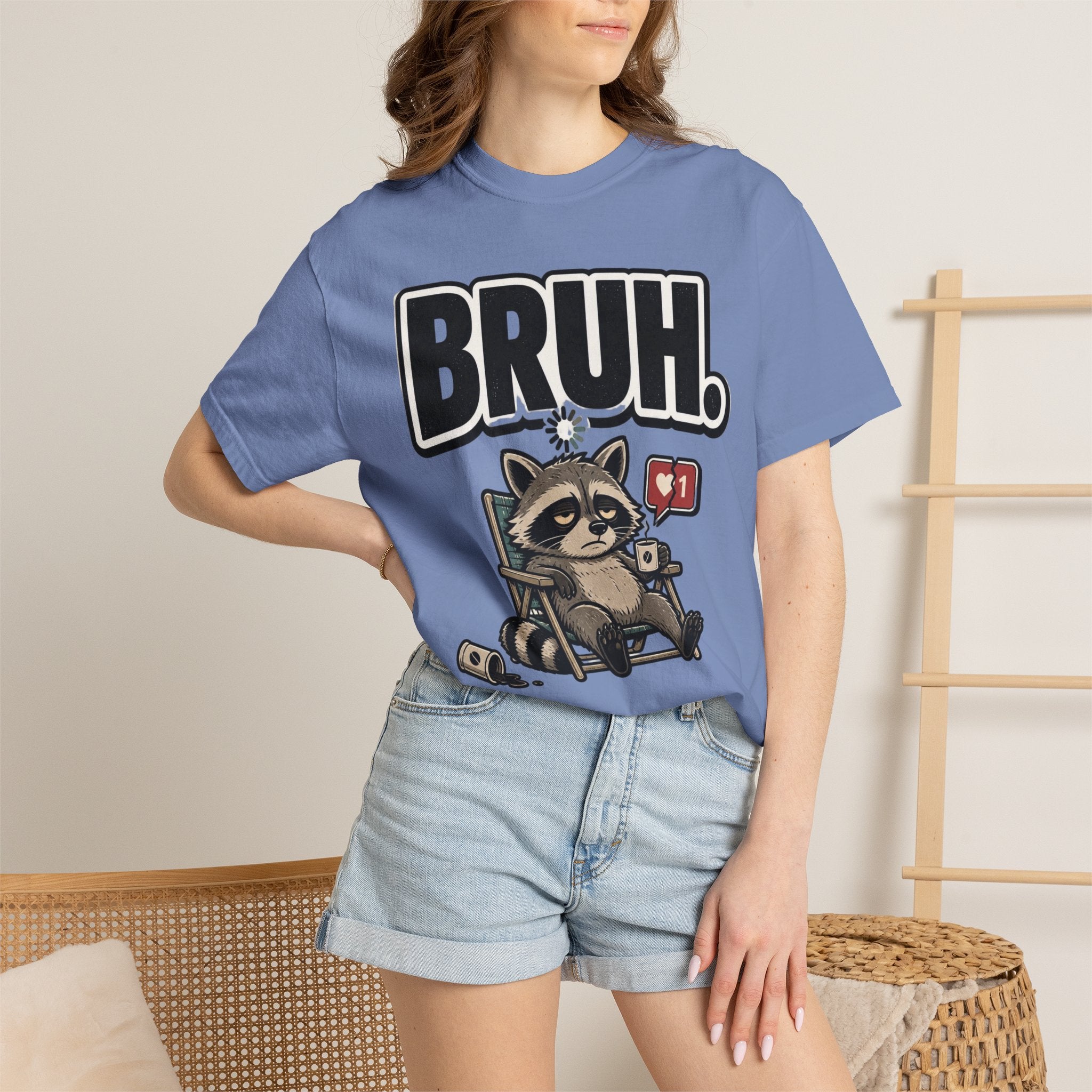 Bruh Raccoon Graphic T-Shirt — Lazy Chill Cartoon Tee