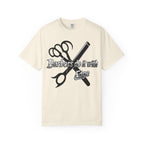 Barbers Do It With Edge T-Shirt — Barber Scissors & Razor Graphic Tee
