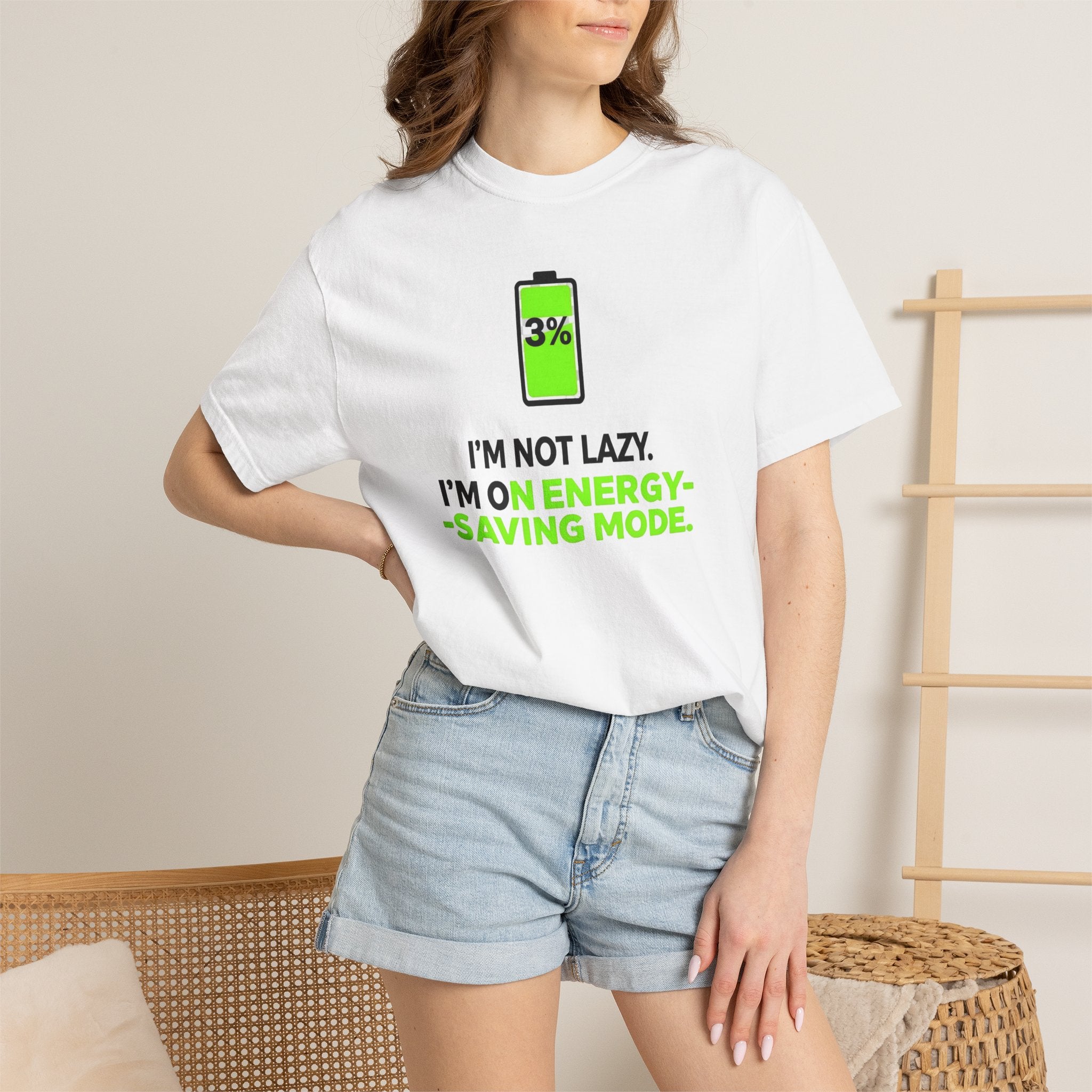 Energy-Saving Mode T-Shirt — 3% Battery Funny Graphic Tee