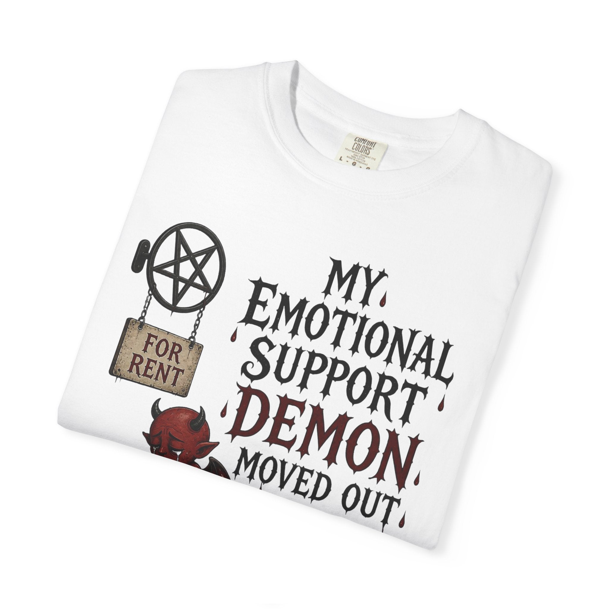 T-Shirt — “My Emotional Support Demon Moved Out” Funny Gothic Graphic Tee