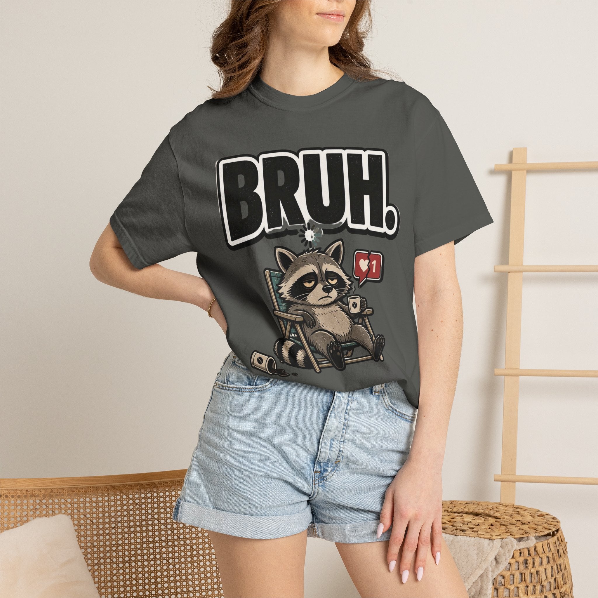 Bruh Raccoon Graphic T-Shirt — Lazy Chill Cartoon Tee