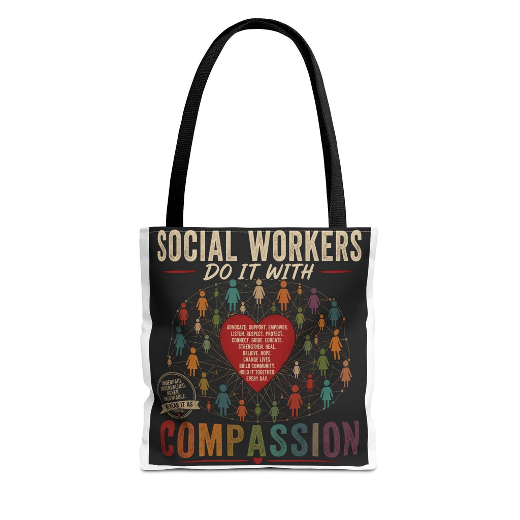 Social Worker Tote Bag — “Social Workers Do It With Compassion” AOP Canvas Tote