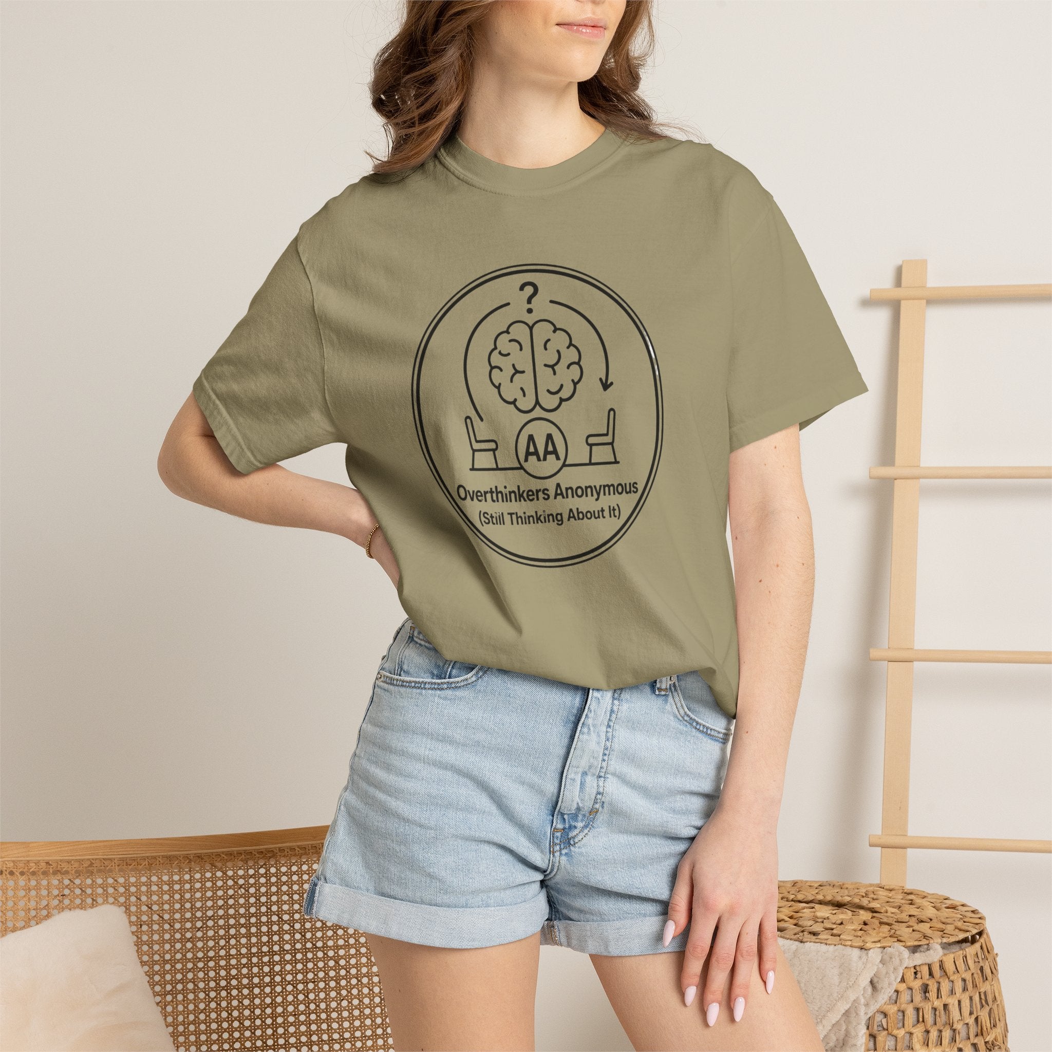 Overthinkers Anonymous T-Shirt — "Still Thinking About It" Graphic Tee