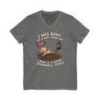 V-Neck Tee — "I Was Born at a Very Young Age and It's Been Downhill Since" Funny Adulting Shirt