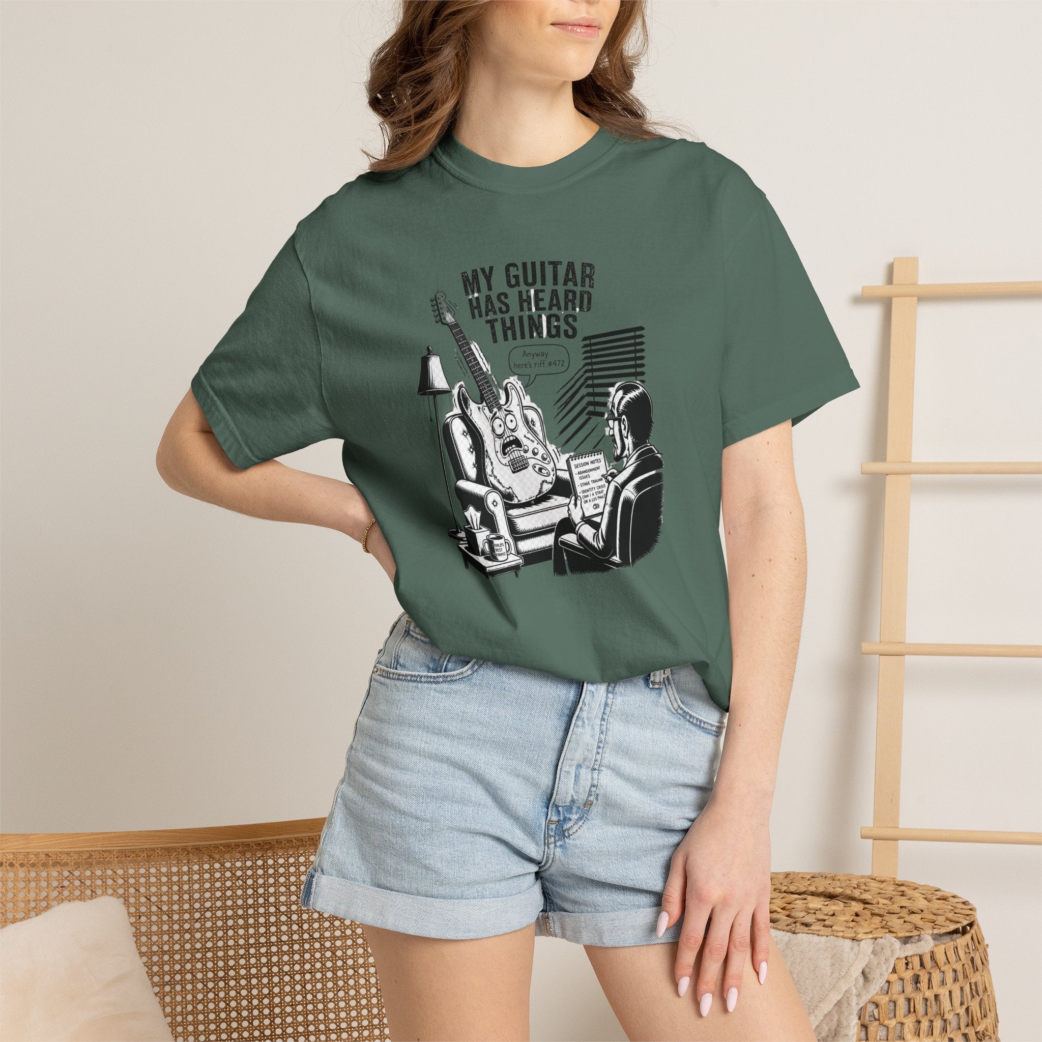 Guitar Lover T‑Shirt — "My Guitar Has Heard Things" Acoustic Music Tee