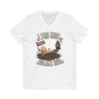 V-Neck Tee — "I Was Born at a Very Young Age and It's Been Downhill Since" Funny Adulting Shirt