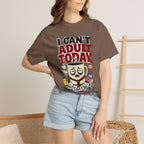 T-Shirt — "I Can't Adult Today" Funny Coffee & Messy Desk Graphic Tee