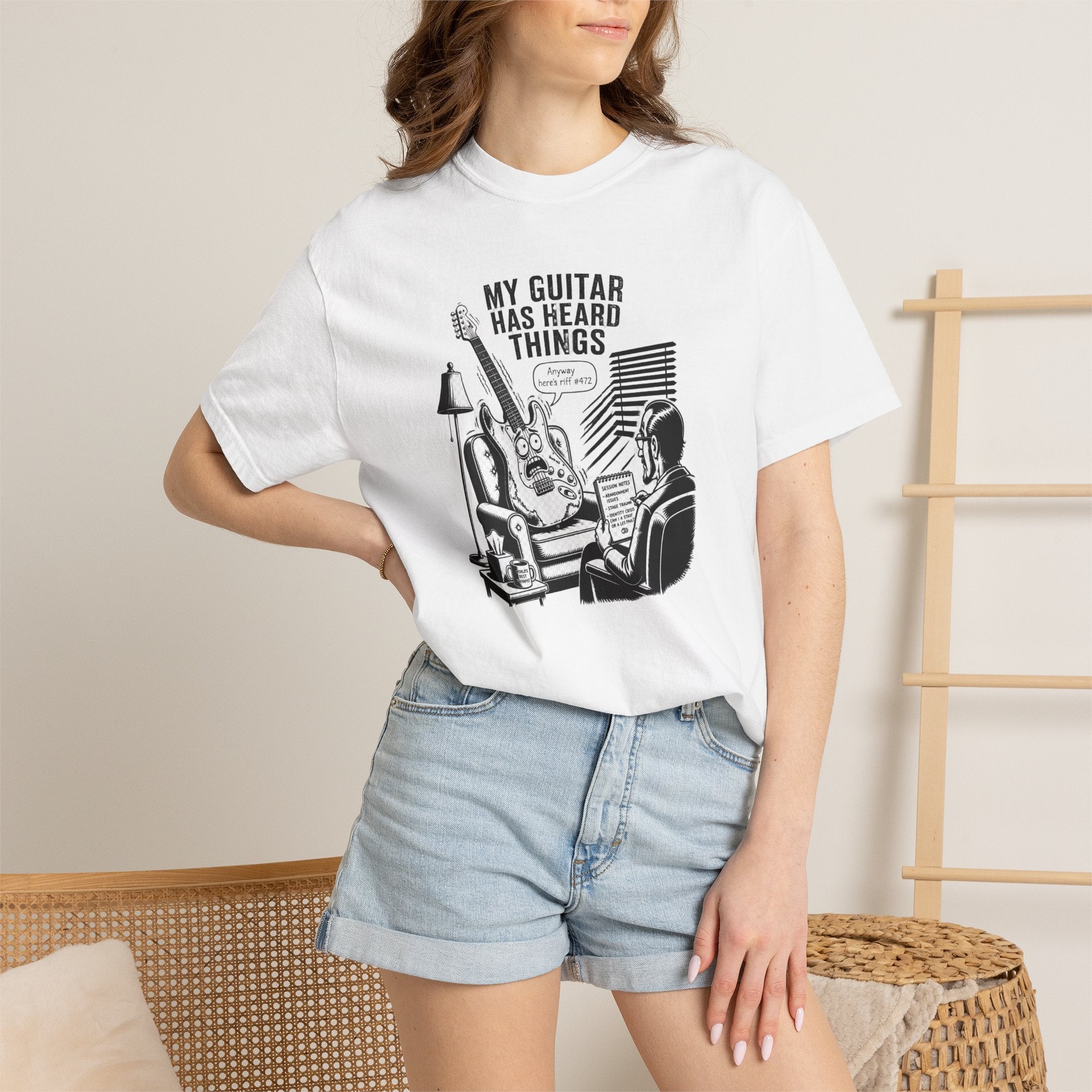 Guitar Lover T‑Shirt — "My Guitar Has Heard Things" Acoustic Music Tee