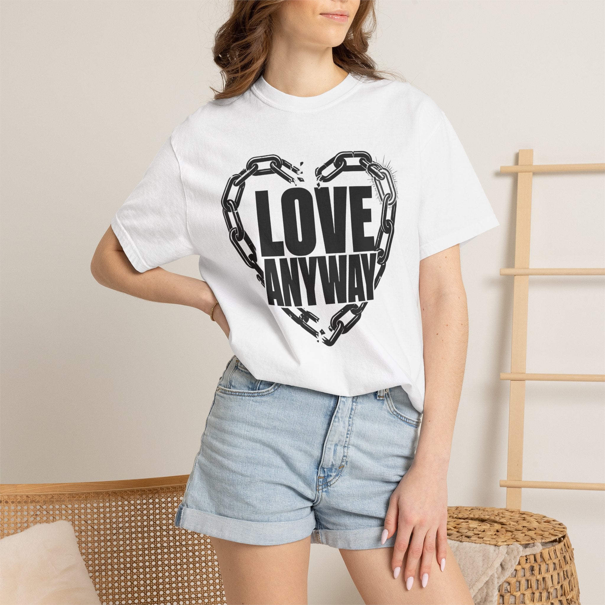 Love Anyway T-Shirt — Broken Chain Heart Graphic Tee