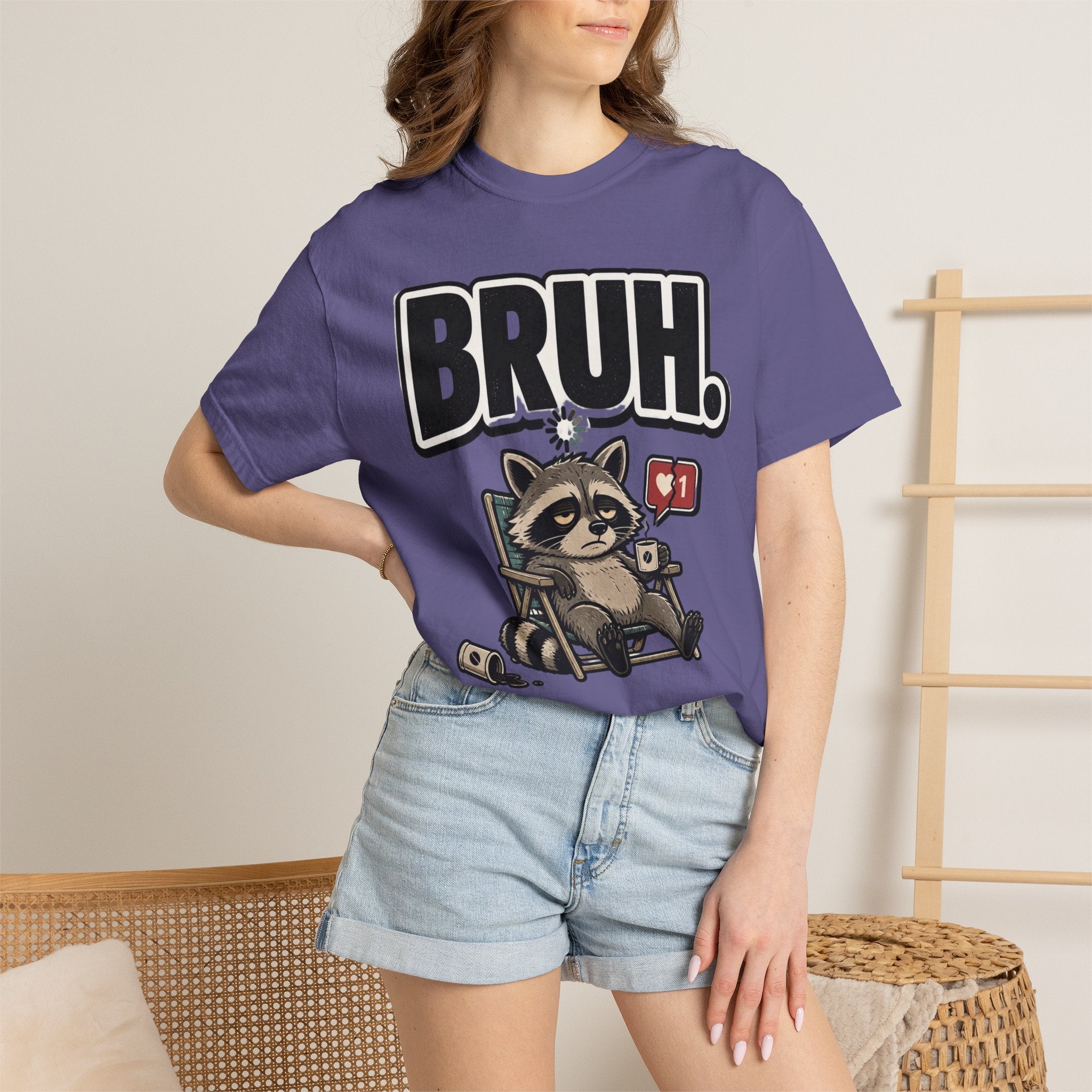 Bruh Raccoon Graphic T-Shirt — Lazy Chill Cartoon Tee