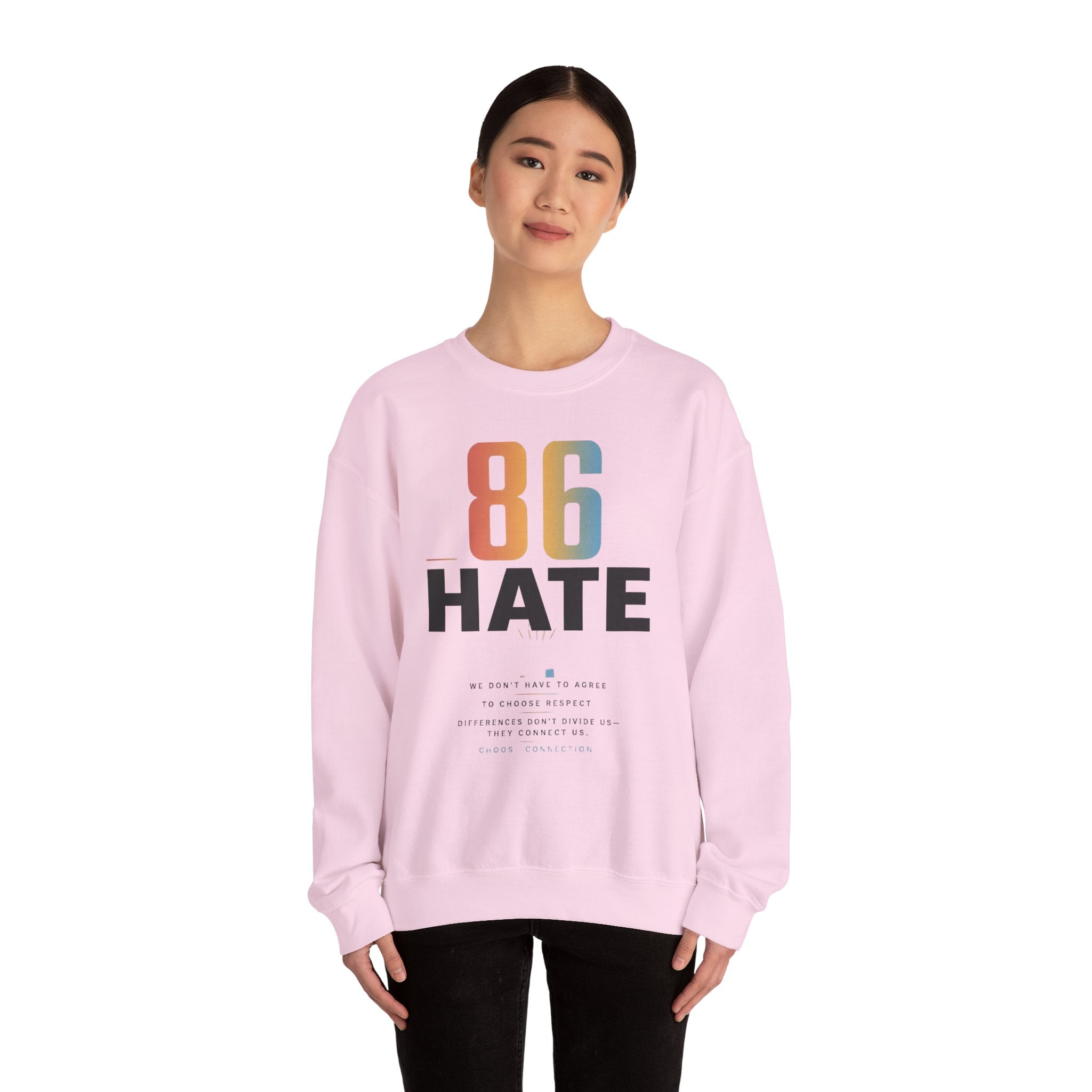 86 HATE Graphic Sweatshirt — Retro Numbered Anti-Hate Crewneck