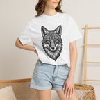 Fox Head Graphic T-Shirt — Detailed Monochrome Wildlife Design