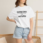 T‑Shirt — "Saving Lives on 4 Hours of Sleep and Coffee" Medical Humor Tee