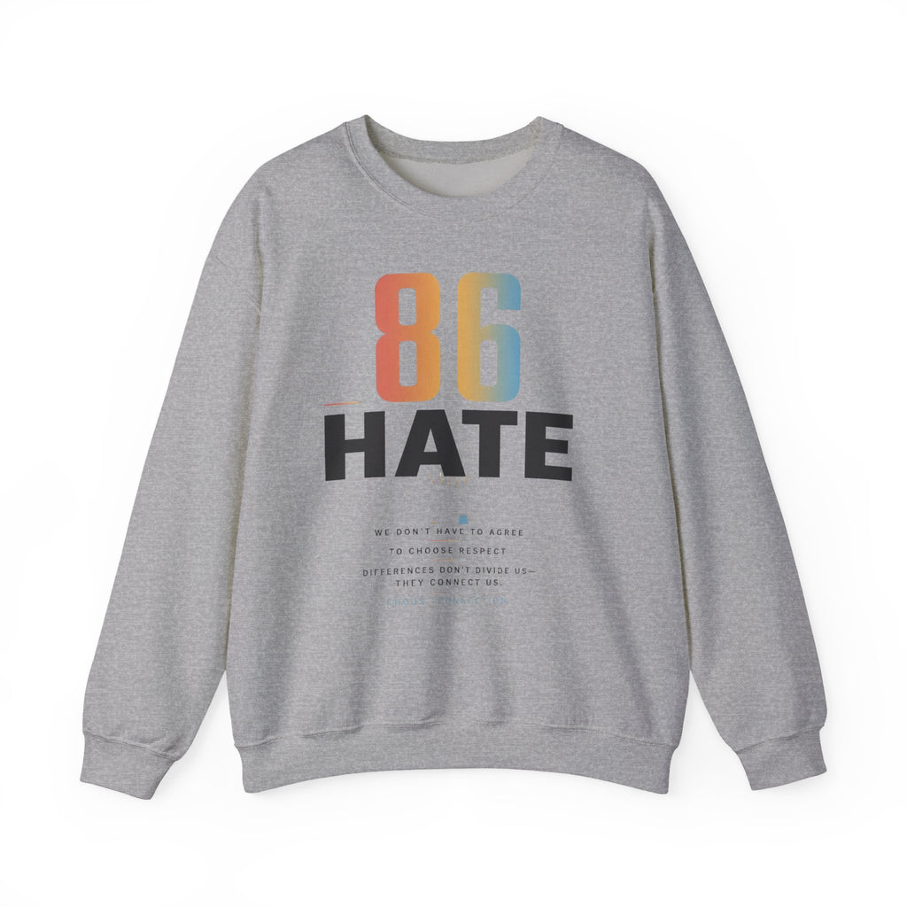 86 HATE Graphic Sweatshirt — Retro Numbered Anti-Hate Crewneck