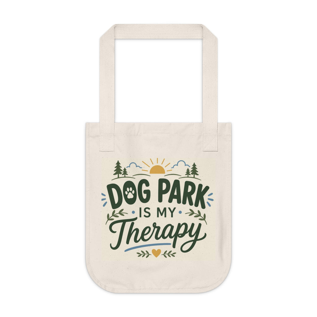 Tote Bag - "Dog Park Is My Therapy" Organic Canvas Tote | Eco-Friendly Dog Lover Gift