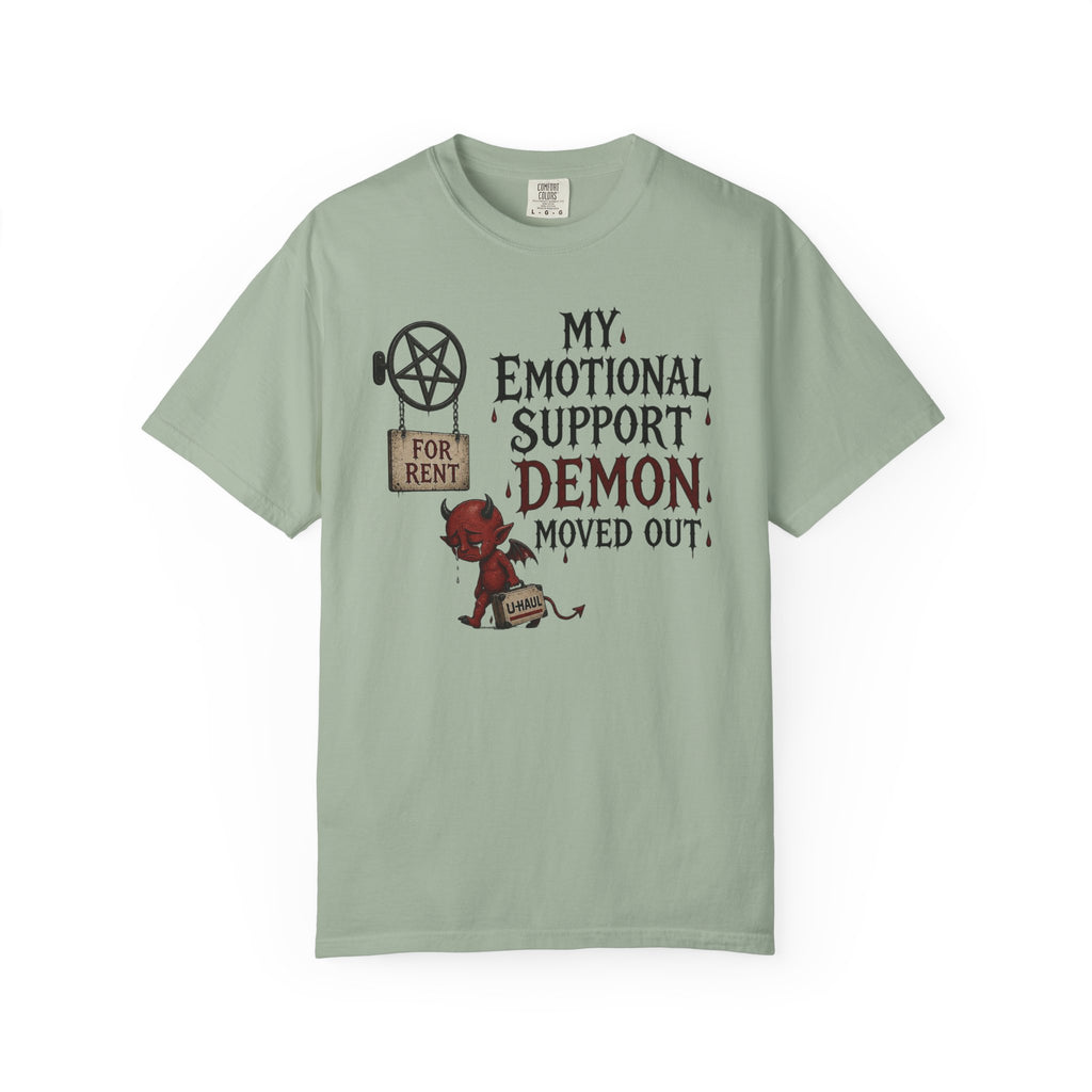 T-Shirt — “My Emotional Support Demon Moved Out” Funny Gothic Graphic Tee