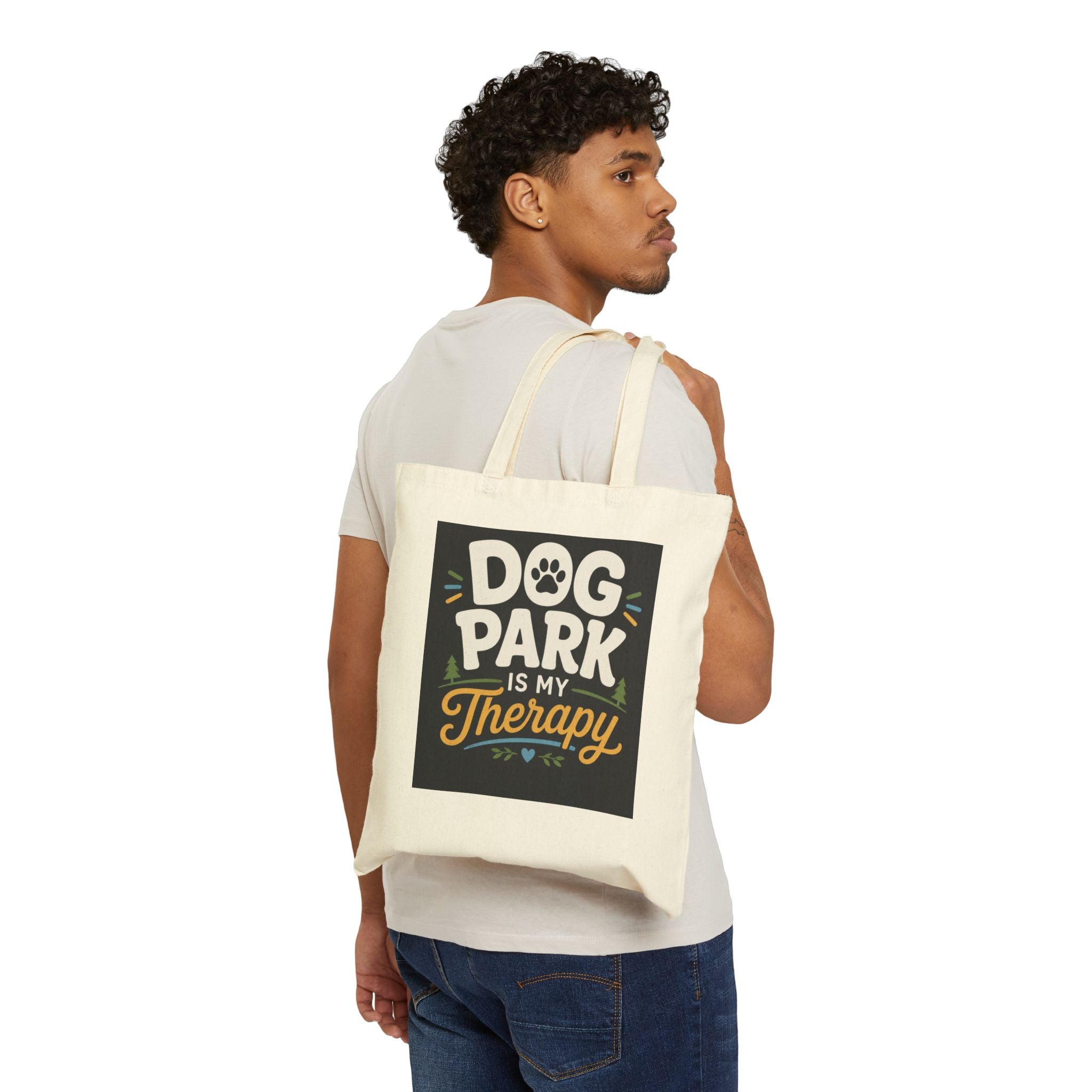 Dog Park Is My Therapy Tote Bag — Canvas Dog Lover Grocery & Beach Tote