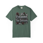 Exhausted Not Defeated T-Shirt — Gothic Rose Motivational Tee