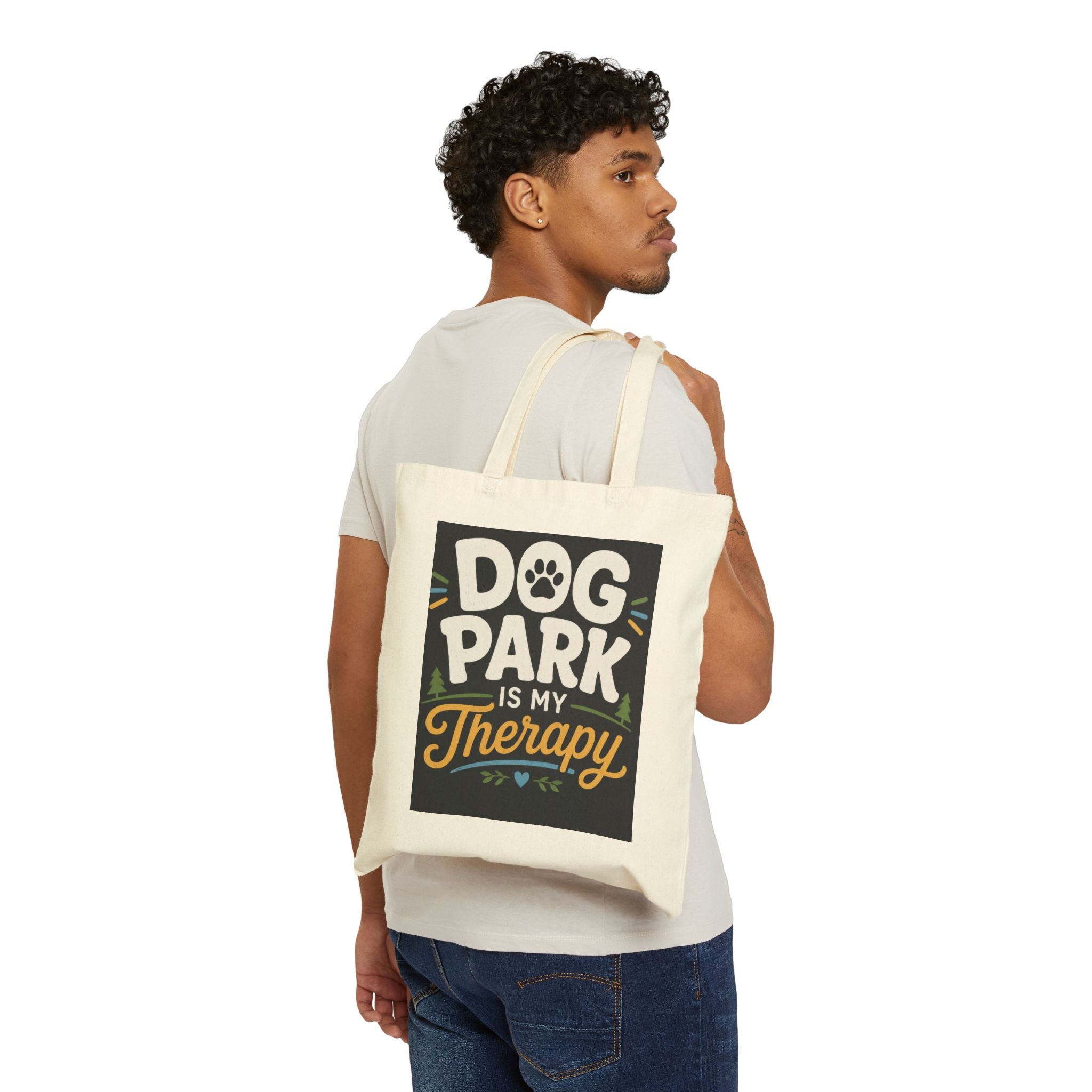 Dog Park Is My Therapy Tote Bag — Canvas Dog Lover Grocery & Beach Tote