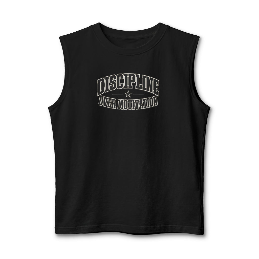 Discipline Over Motivation Muscle Tank — Motivational Gym Workout Tank Top