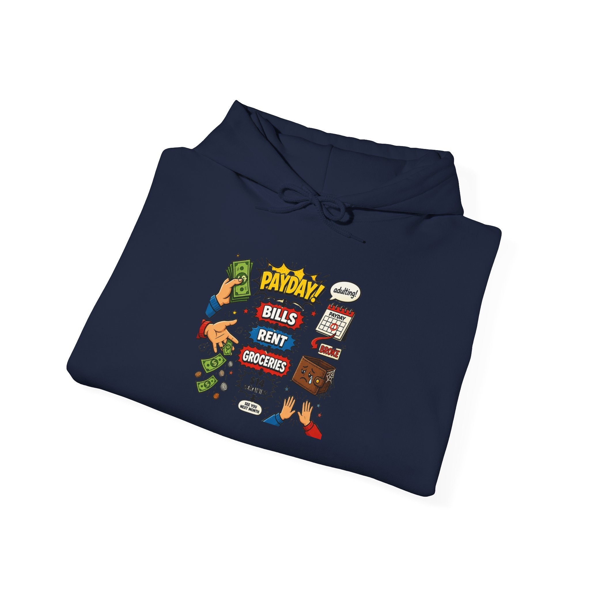 Payday Bills Rent Coffee Hoodie — Funny Budgeting Graphic Sweatshirt