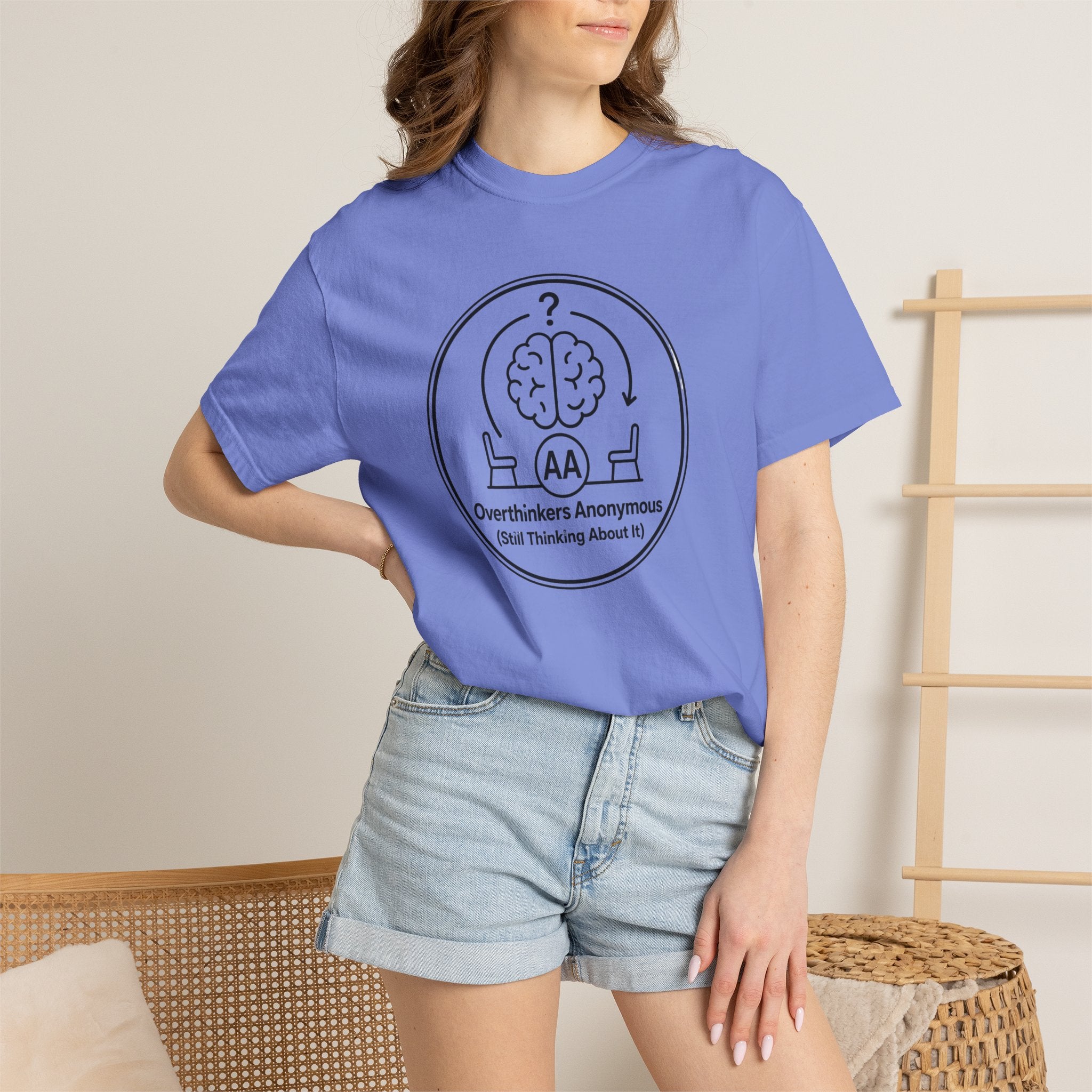 Overthinkers Anonymous T-Shirt — "Still Thinking About It" Graphic Tee